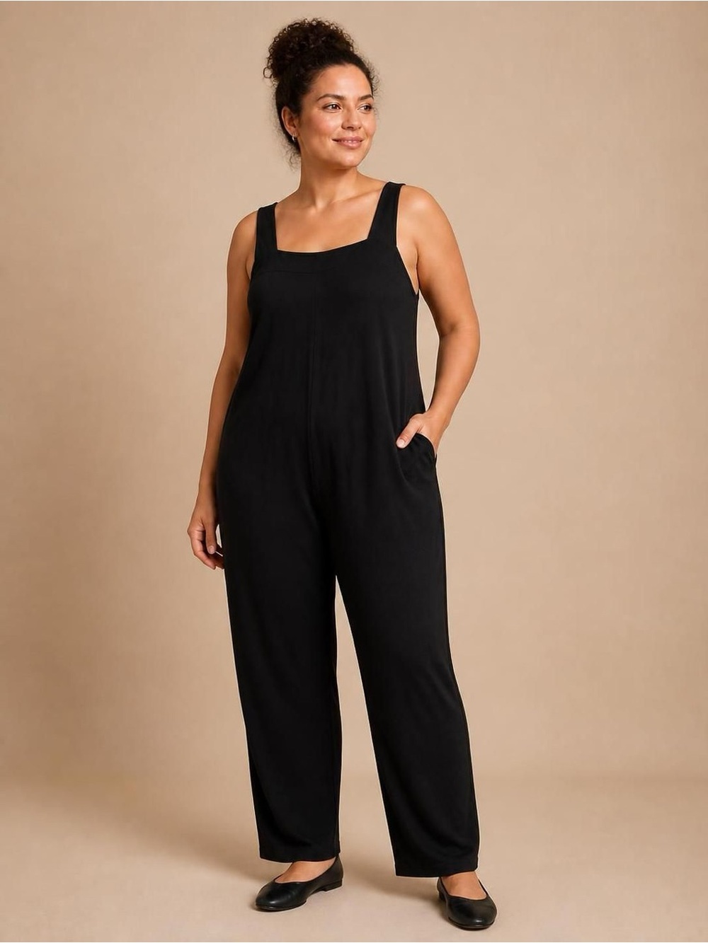 Smash + Tess Black Wide-Leg Square-Neck Jumpsuit